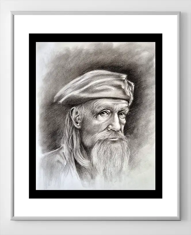 old man charcoal illustration